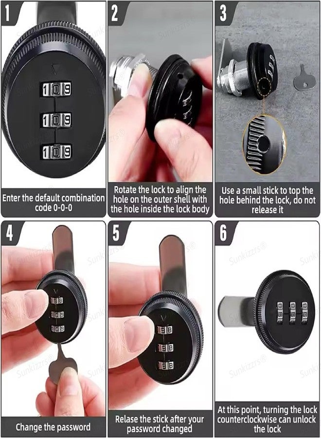 Sunkizzrs® Household 3-Digit Password Drawer Lock (All-Metal) - Cabinet Door Zinc Alloy Combination Lock - Security Lock for Drawer/Cabinets/Mailbox/Locker, Suitable for 15-25mm Plate Thickness - Image 4